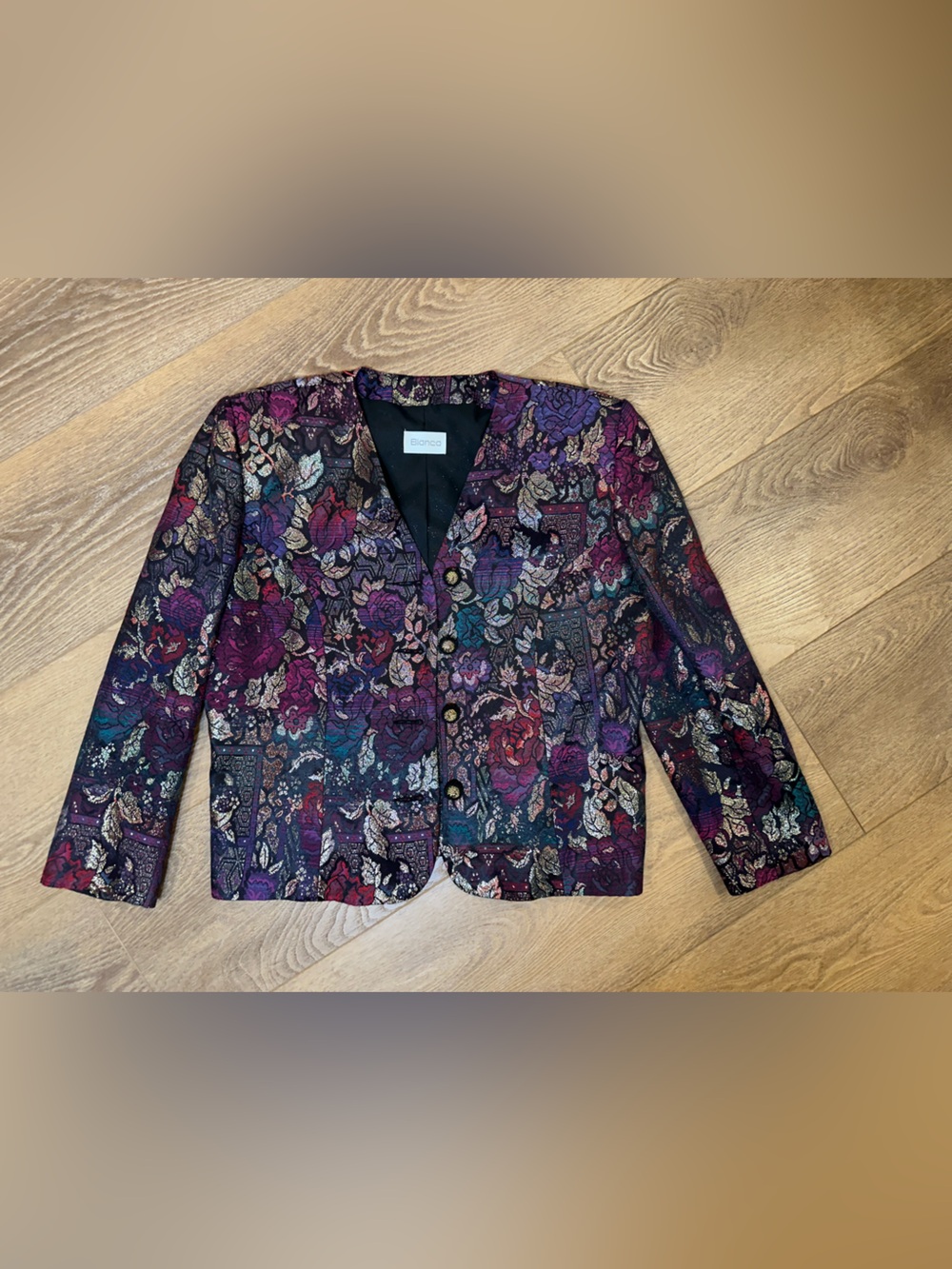 Vintage 80s/90s power blazer / statement blazer - floral jacquard jewel tone